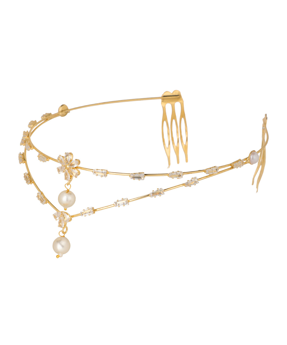 Double Layer Floral Motif Tiara | Stylika