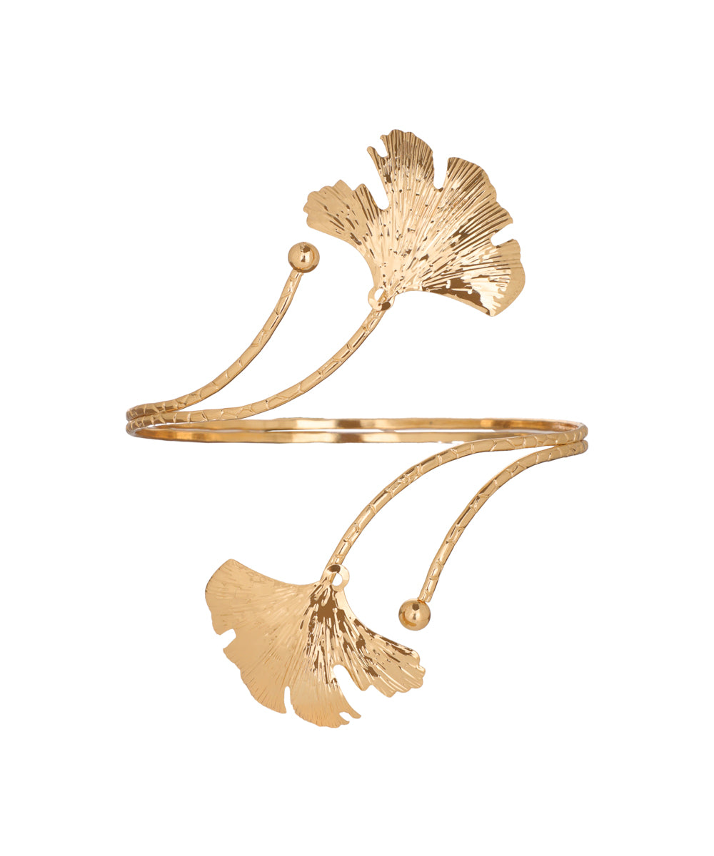Ginkgo Leaf Motif Arm Cuff | Stylika