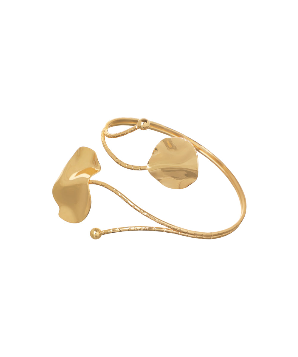Modern Sculptural Arm Cuff with Hammered Discs | Stylika