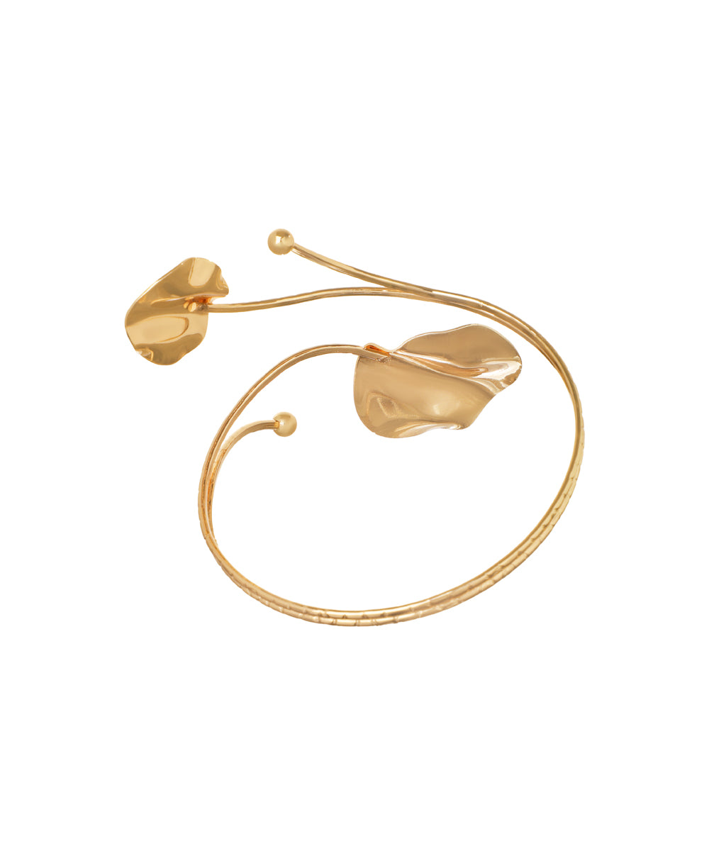 Modern Sculptural Arm Cuff with Hammered Discs | Stylika