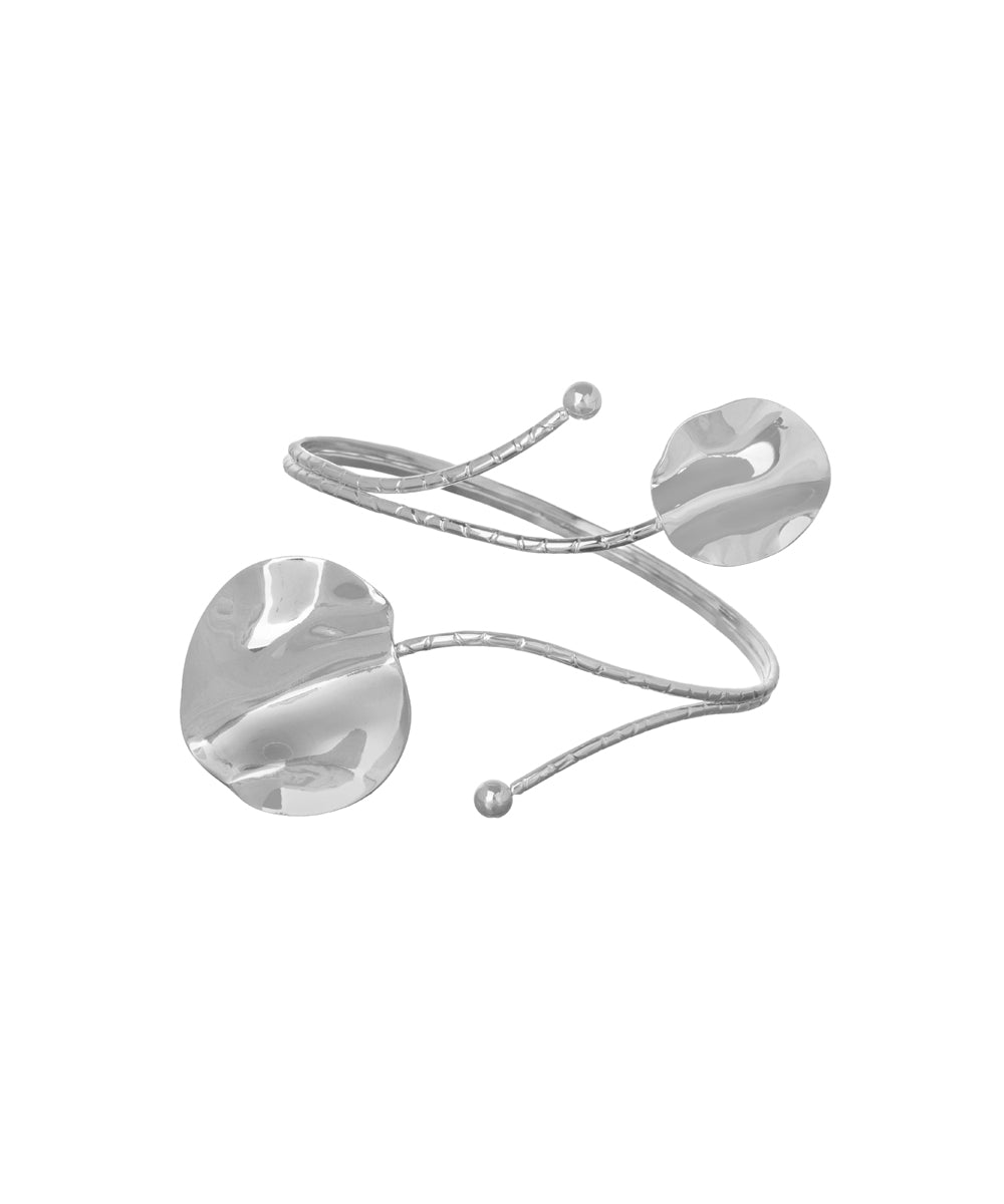 Modern Sculptural Arm Cuff with Hammered Discs | Stylika