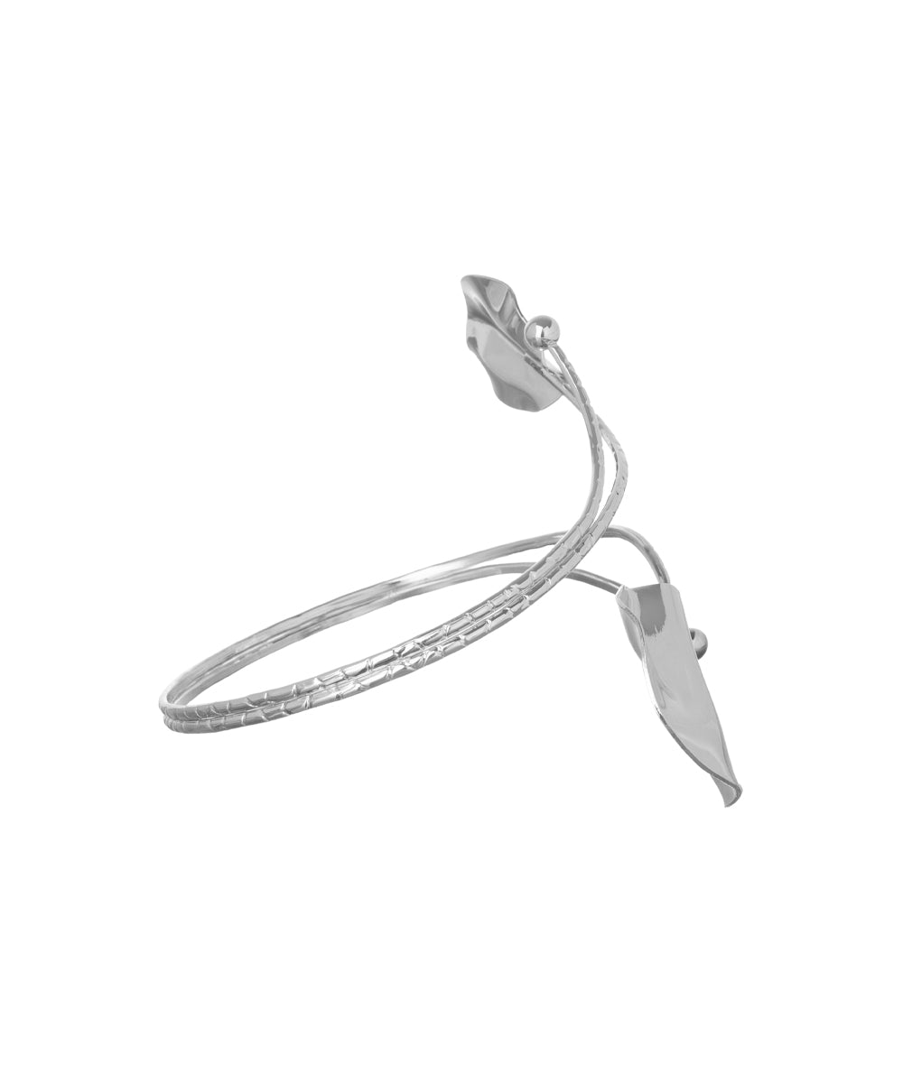 Modern Sculptural Arm Cuff with Hammered Discs | Stylika