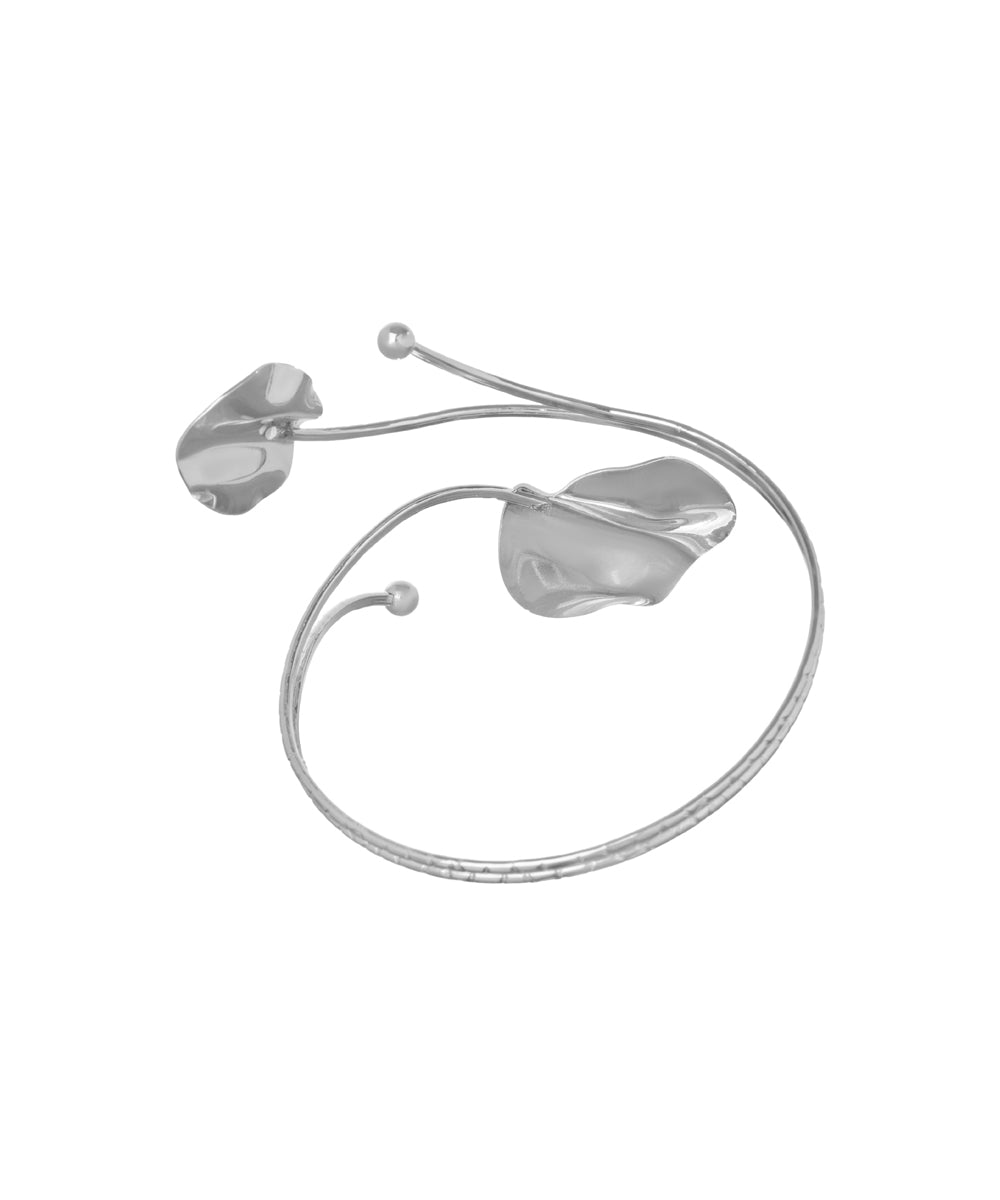 Modern Sculptural Arm Cuff with Hammered Discs | Stylika