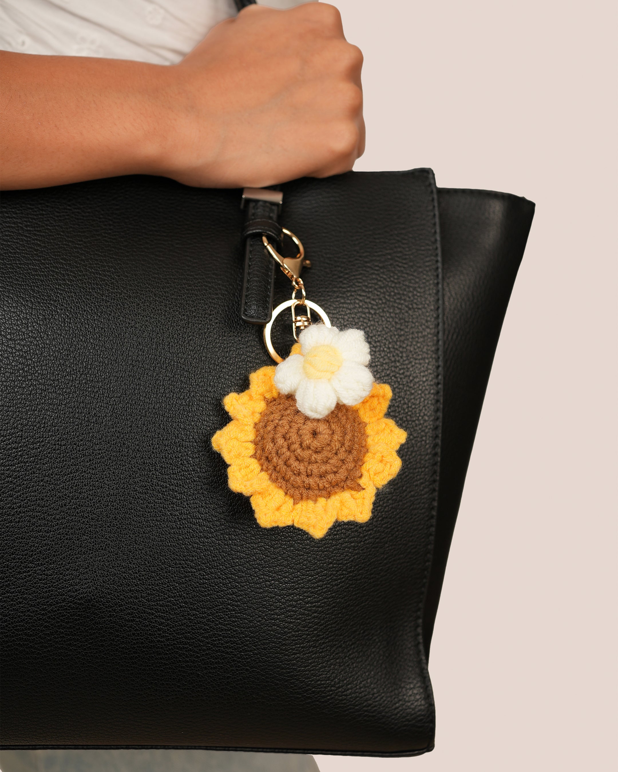 Sunflower Floral Crochet Bag Charm | Stylika