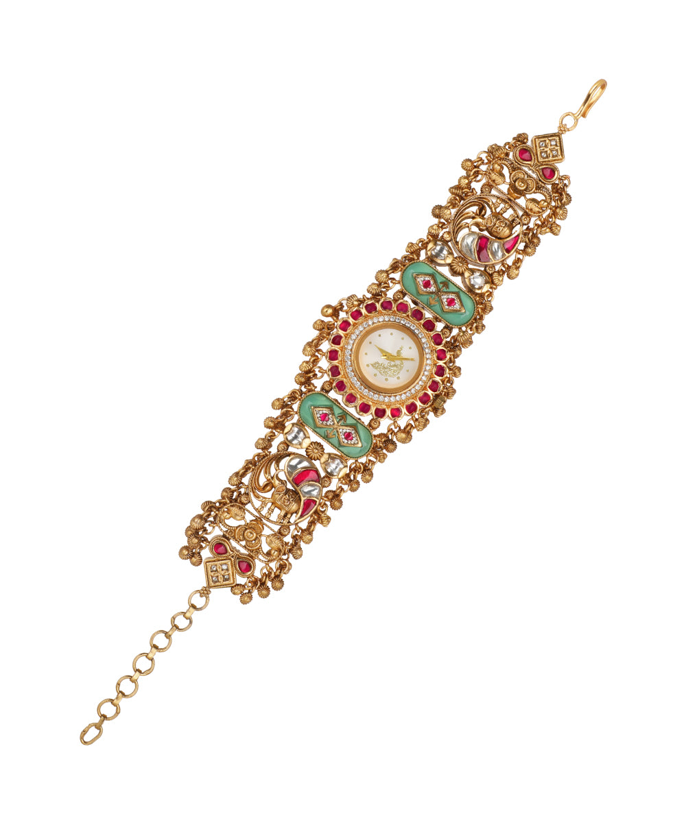 Heritage bracelet watch featuring an ornate peacock motif