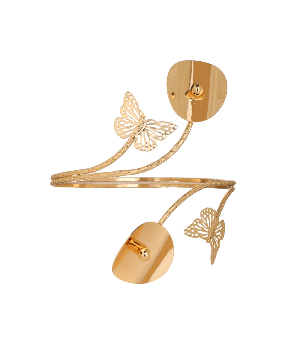 Butterfly And Minimalist Spiral Arm Cuff | Stylika