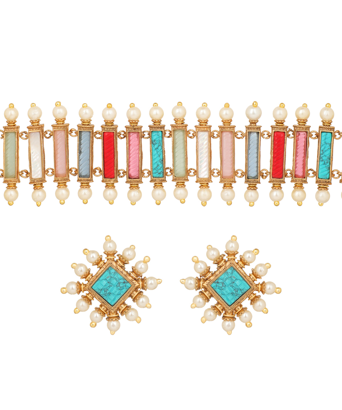 Navratna Bar Choker Necklace | Stylika