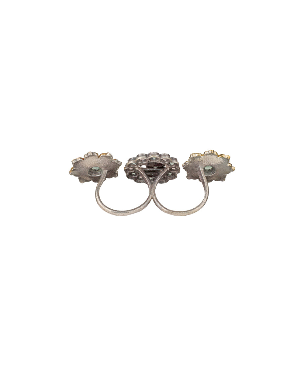 Twin Lotus Medallion Trio Ring | Stylika