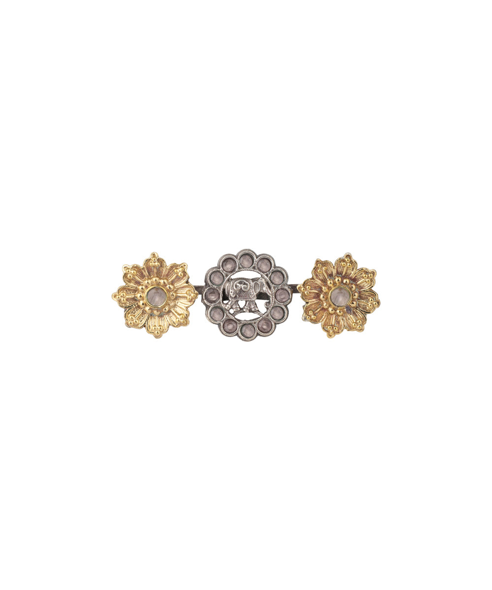 Twin Lotus Medallion Trio Ring | Stylika