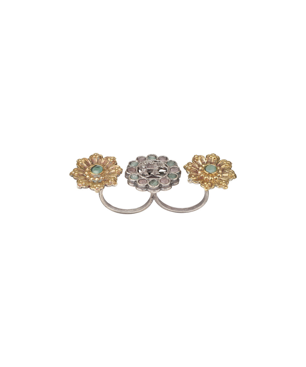 Twin Lotus Medallion Trio Ring | Stylika