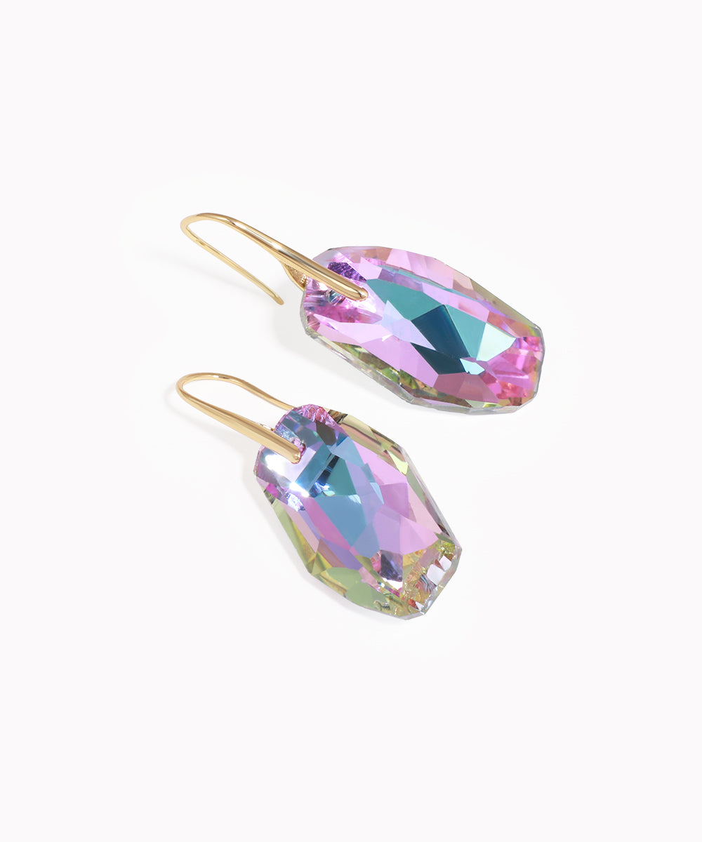 Vibrant Shimmering Faceted Elongated Drop Earrings | Stylika