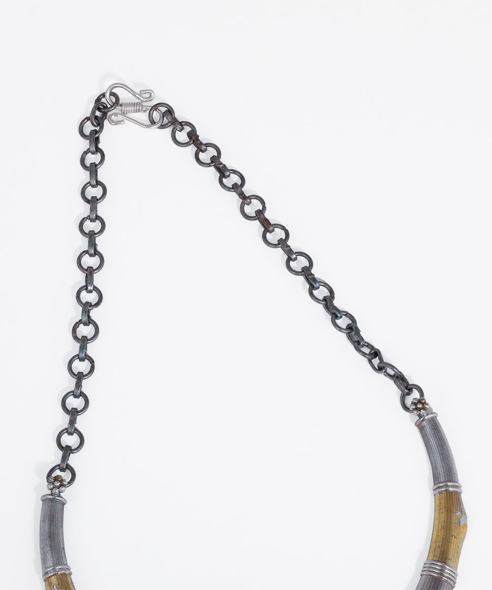 Antique Finish Peacock Motif Oxidised Necklace with Earrings | Stylika