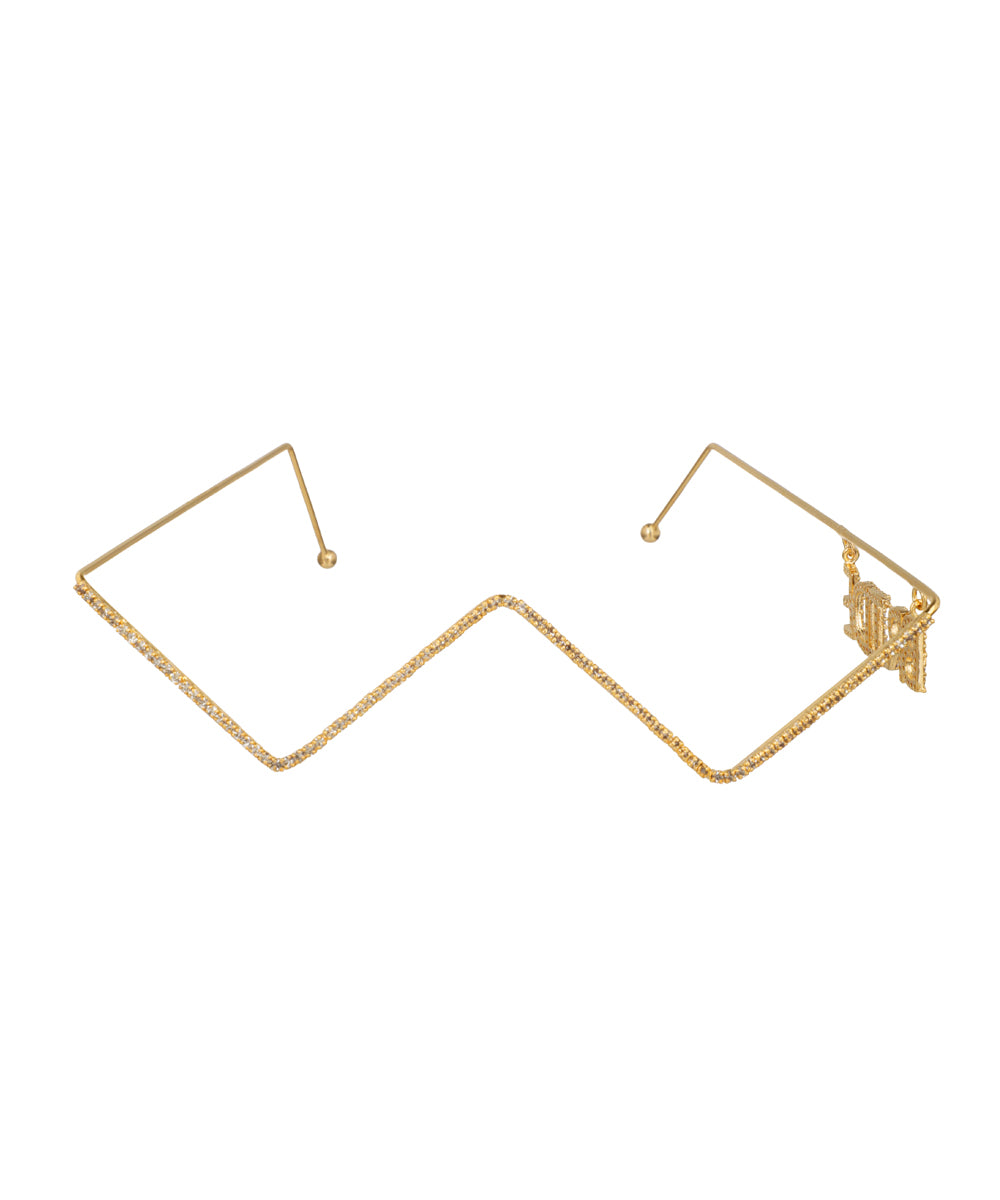 Zig-Zag Frame Bride Charm Embellished Facelet | Stylika