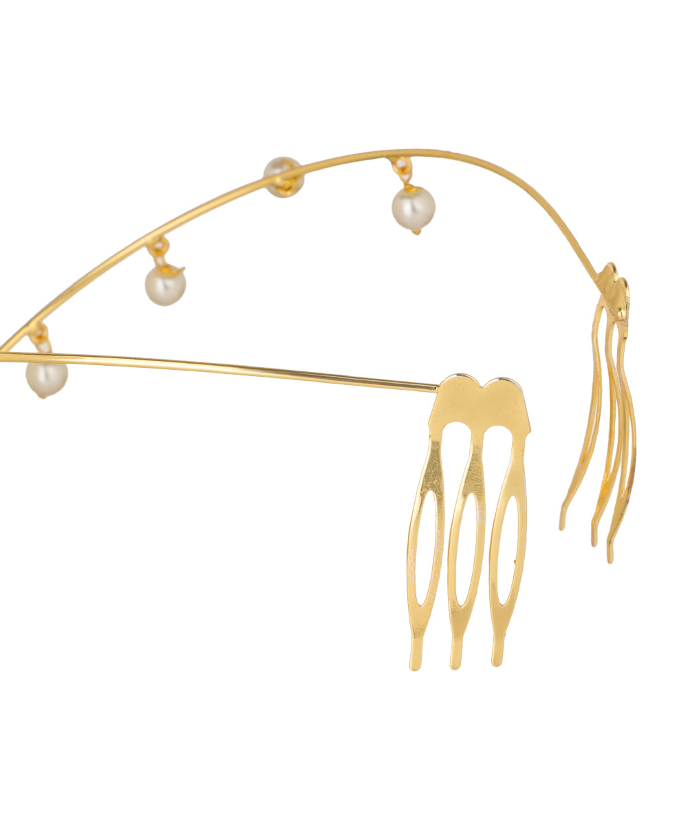 V-Shape Faux Pearl Drop Tiara | Stylika