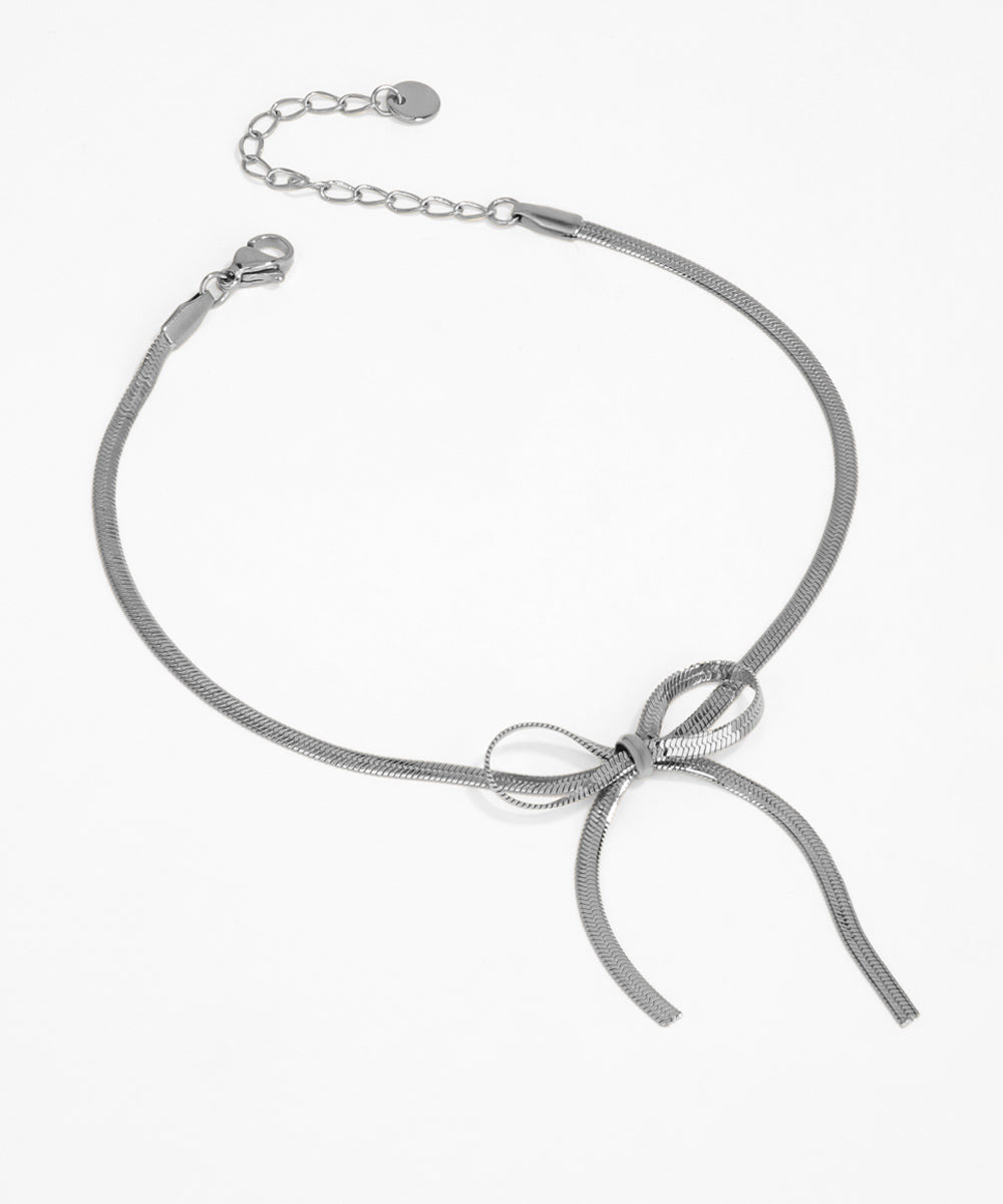 Chic Bow Design Snake Chain Anklet for Everyday Style | Stylika