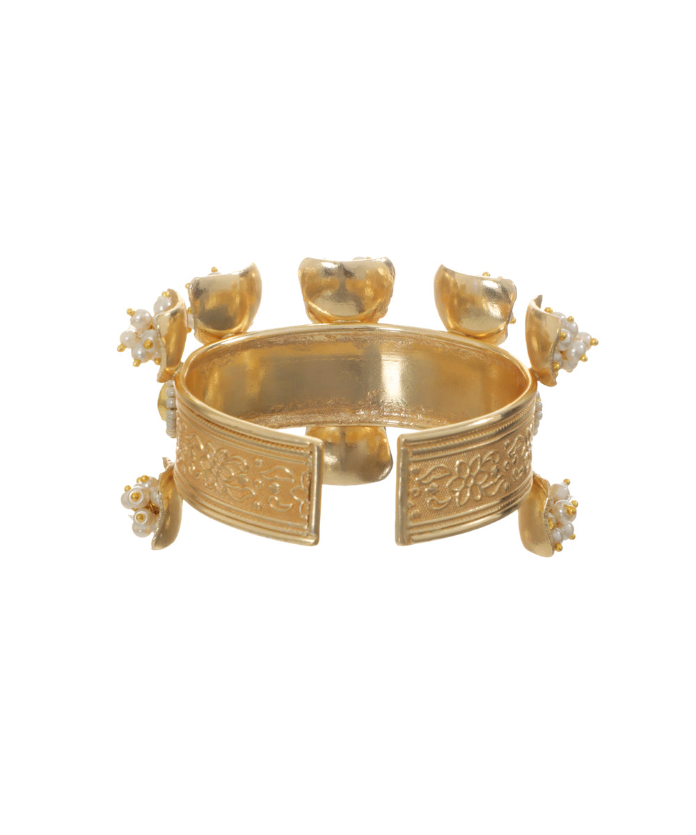 Oxidised Grand Engraved Embellished Cuff Bracelet | Stylika