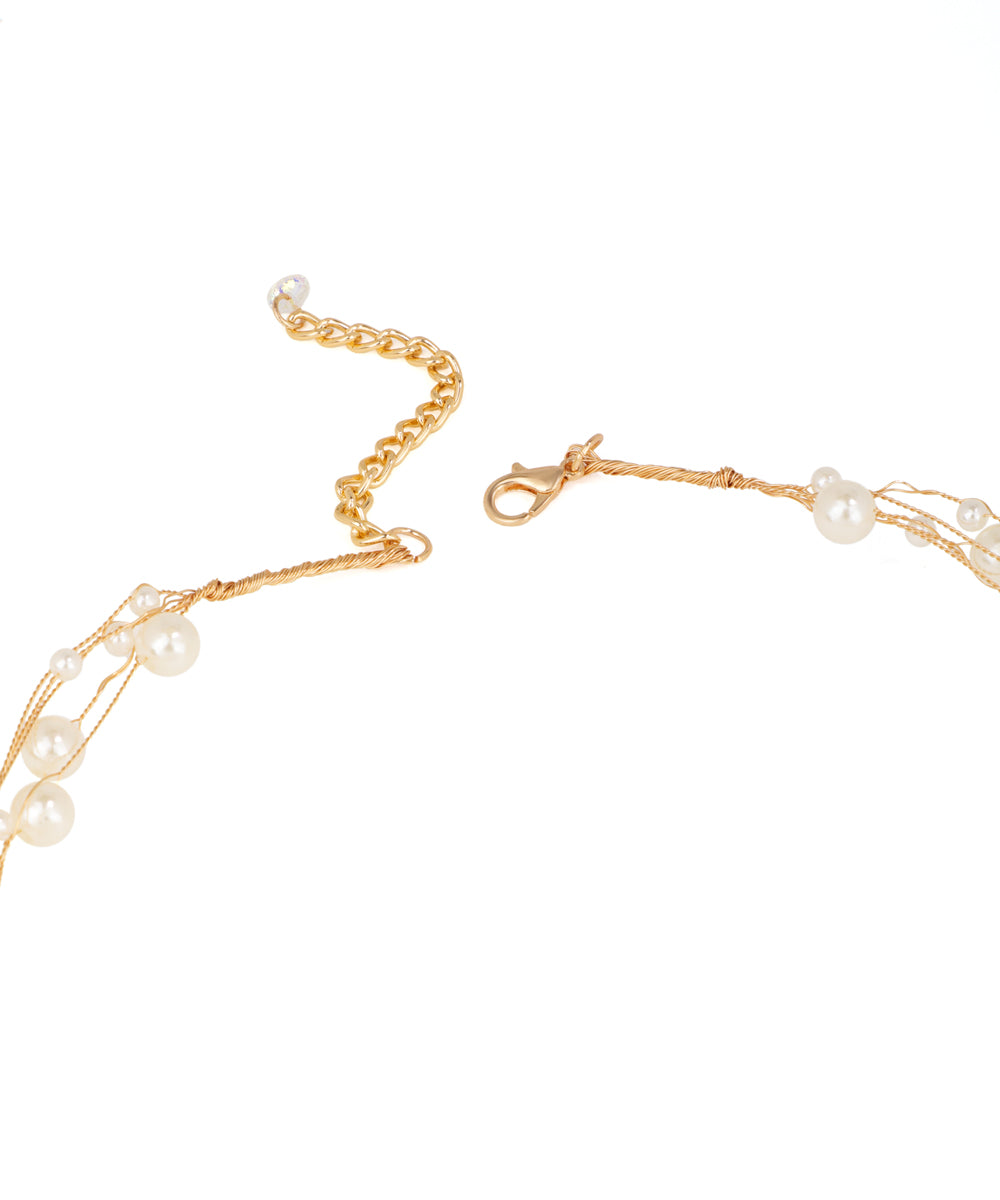 Delicate Multi-strand Pearl Choker Necklace | Stylika
