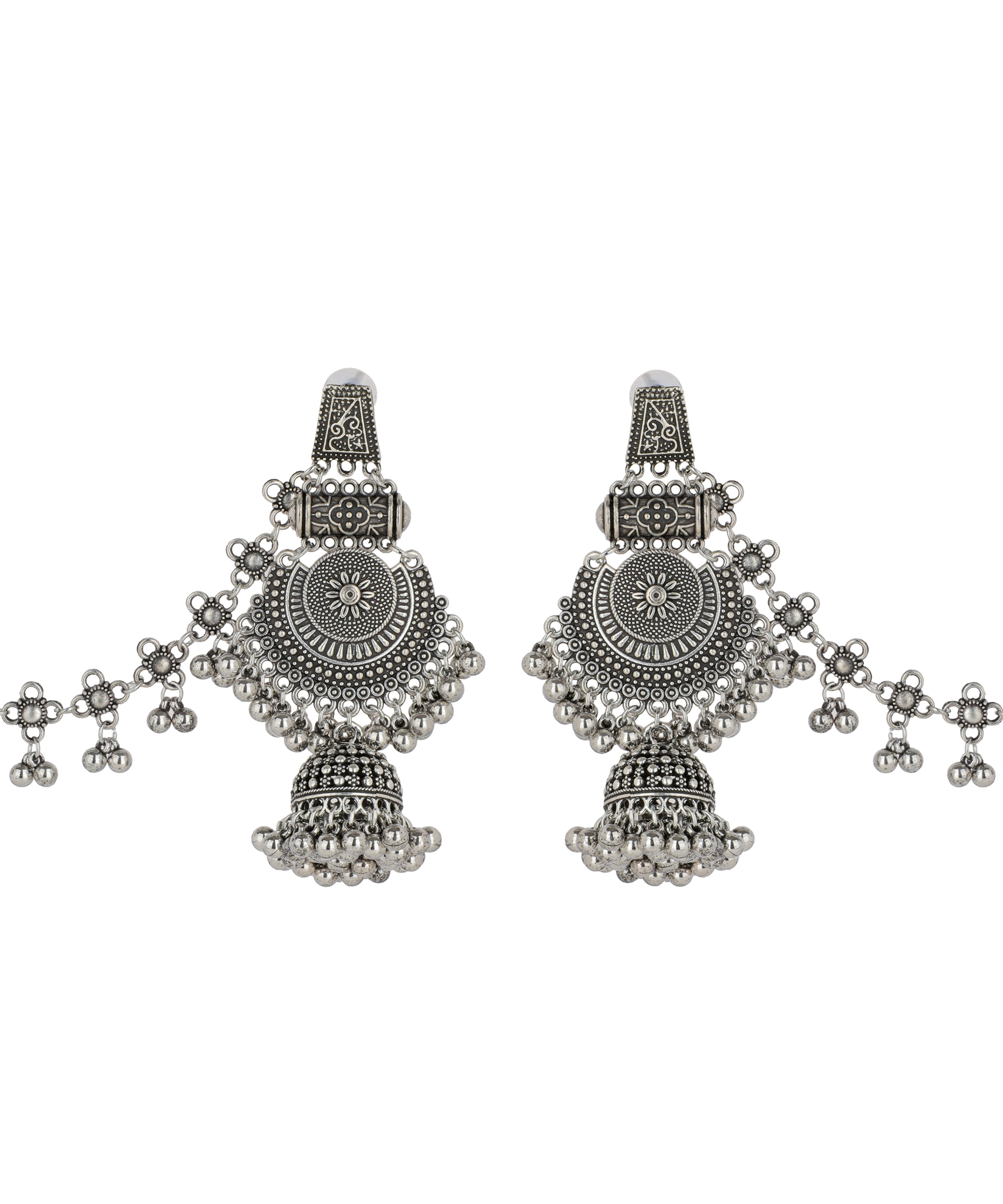Bell Motif Bahubali Oxidised Earrings | Stylika