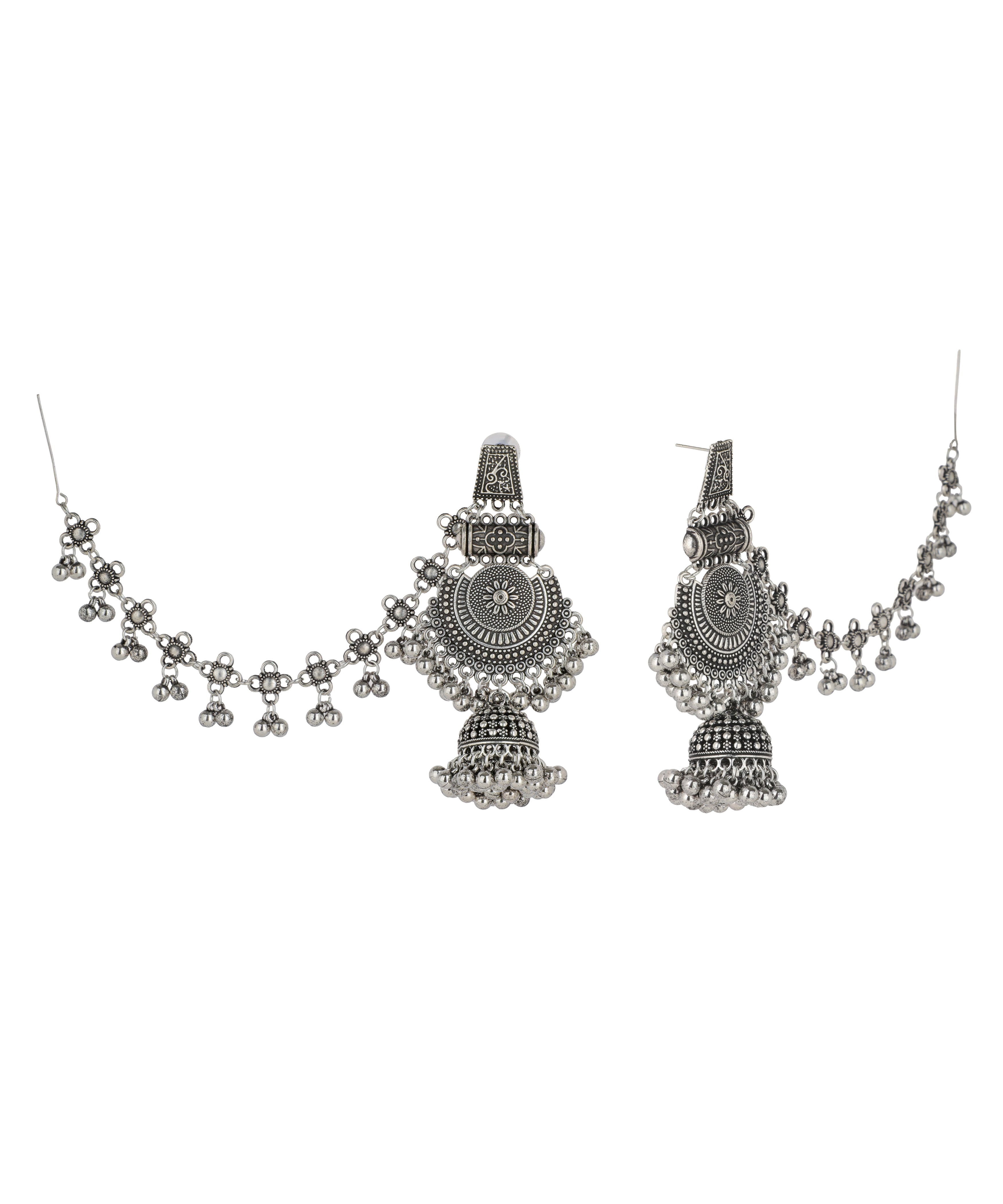 Bell Motif Bahubali Oxidised Earrings | Stylika