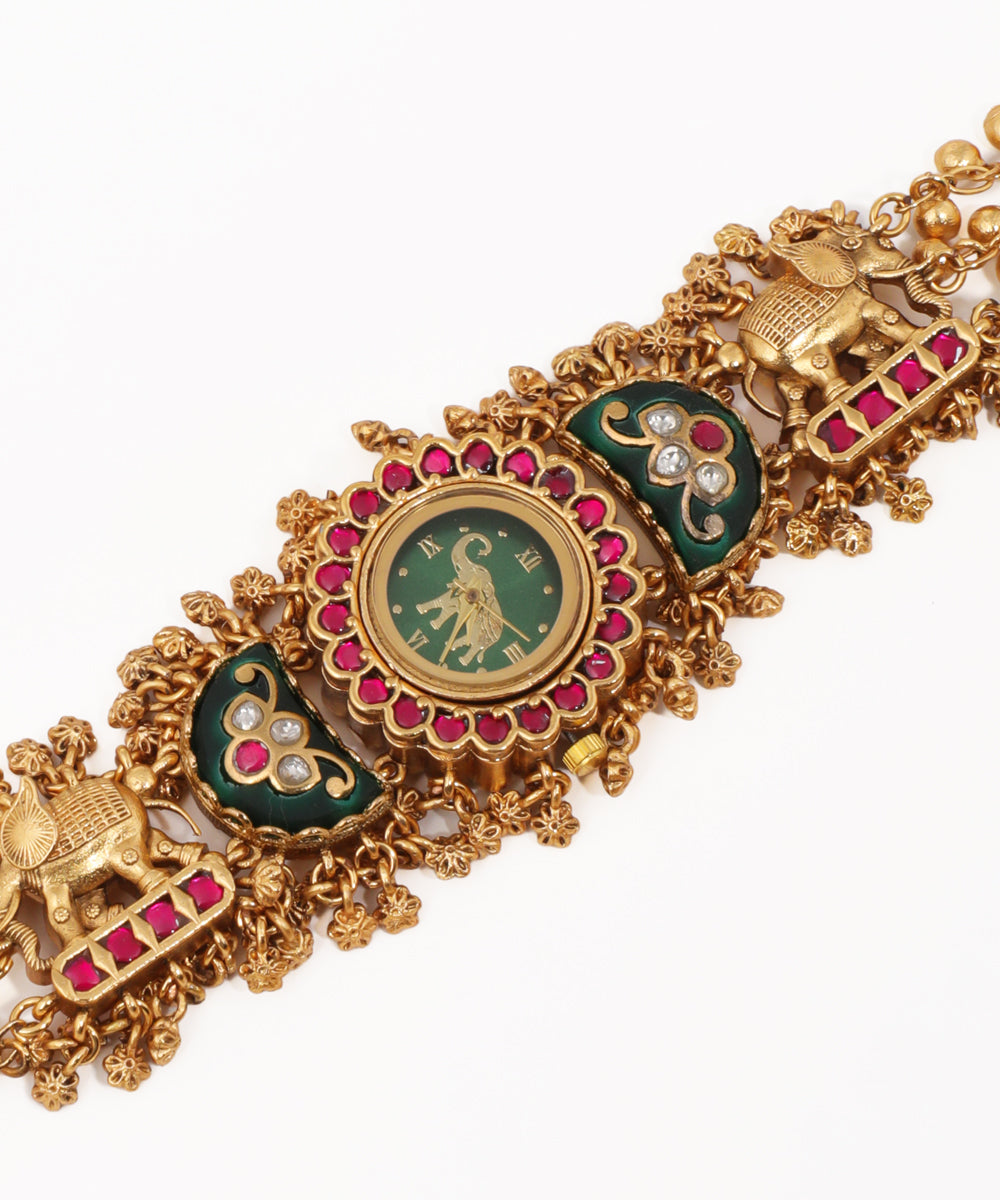 Traditional Elephant Heritage Bracelet Watch (Green)| Stylika