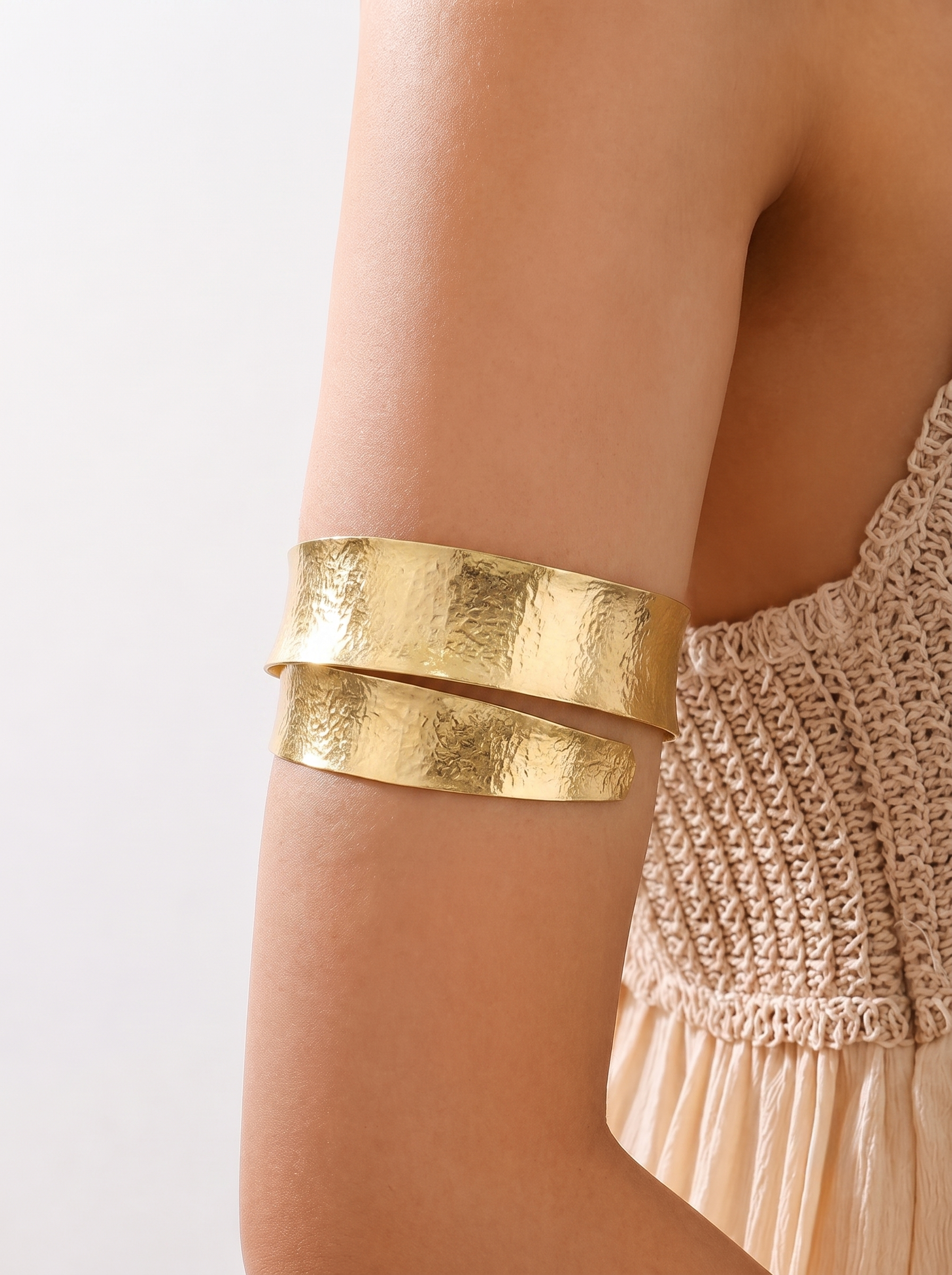 Women's Contemporary Hammered Wrap Arm Cuff | Stylika
