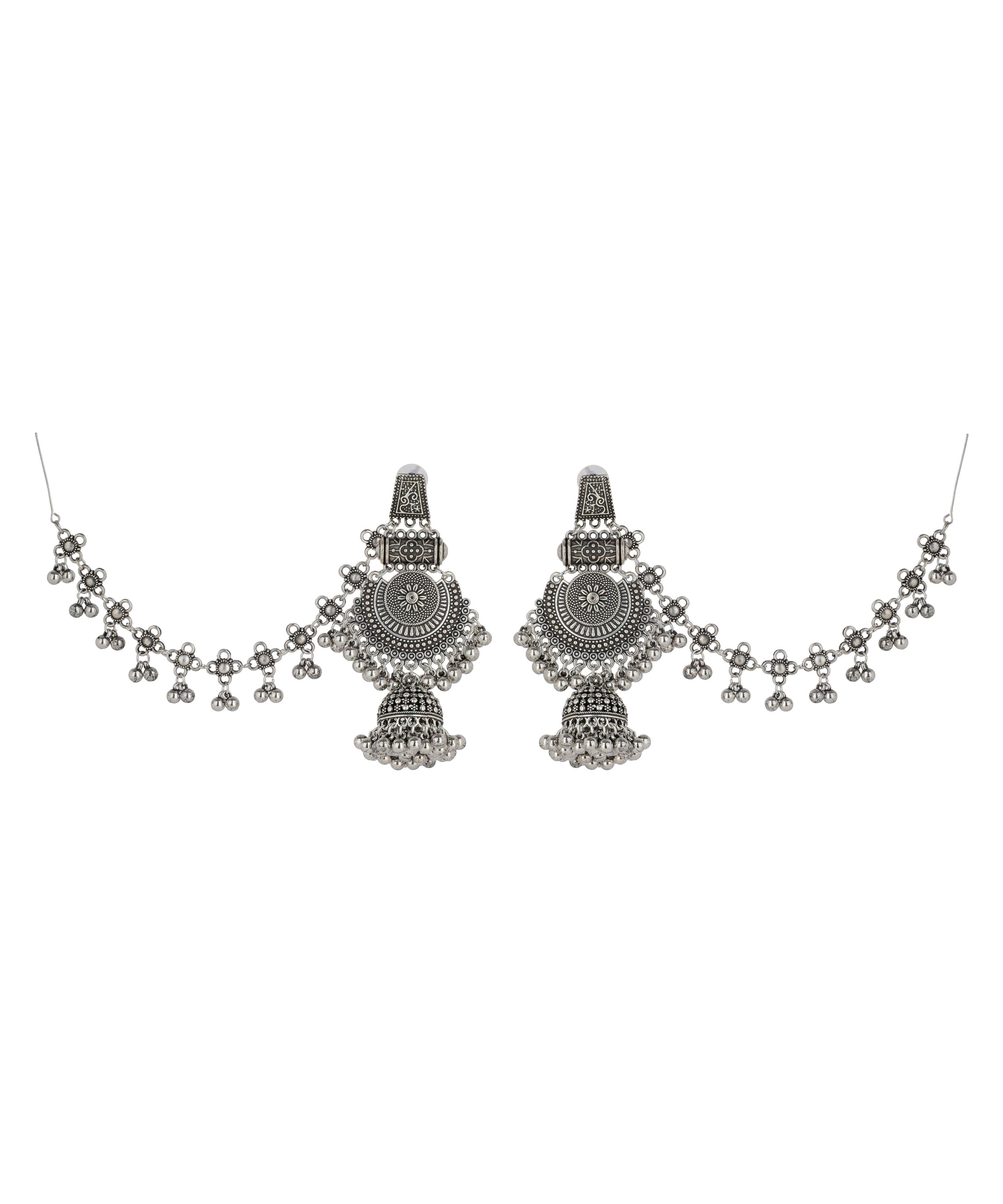Bell Motif Bahubali Oxidised Earrings | Stylika
