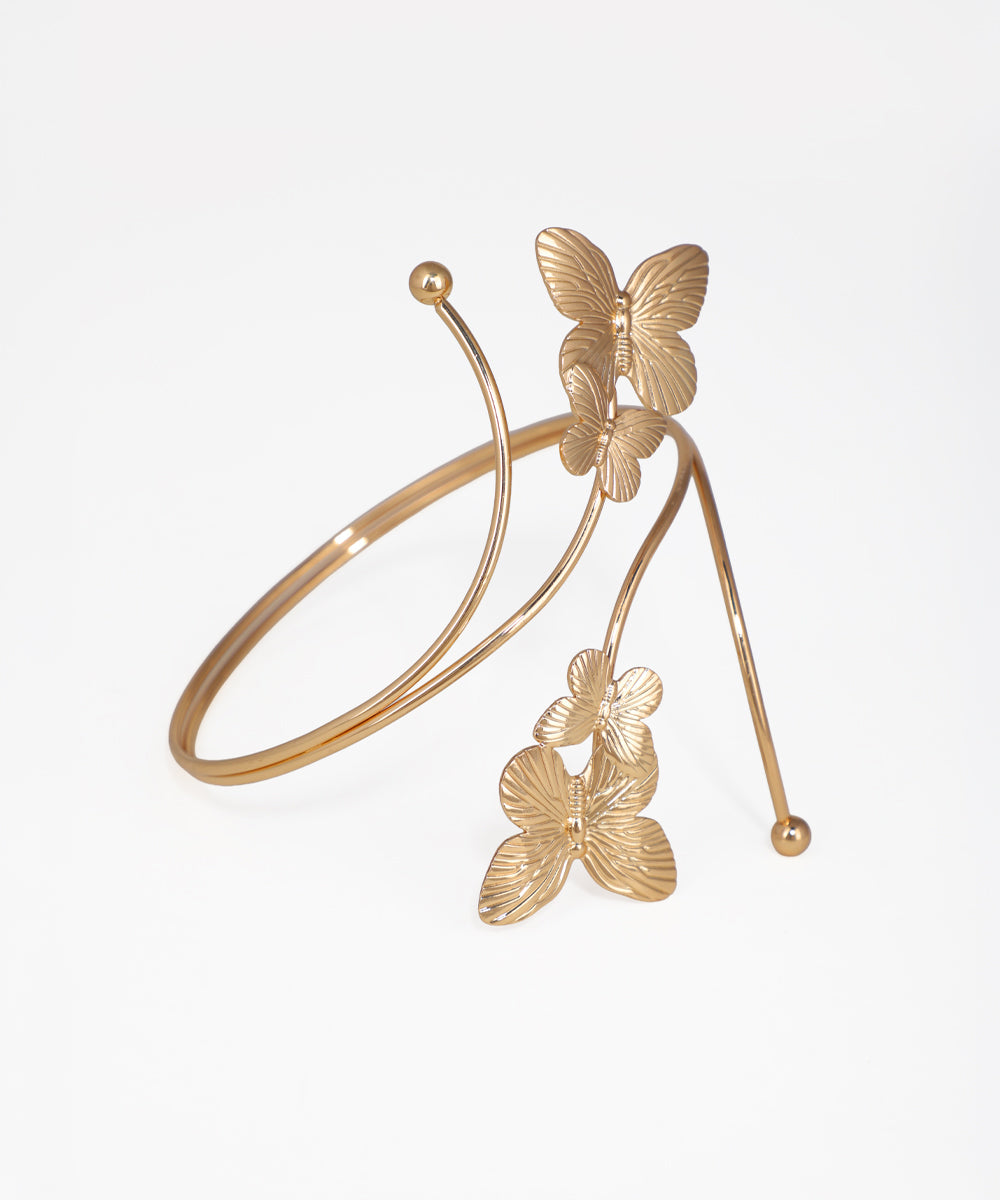 Textured Butterfly Arm Cuff with Floral Scroll | Stylika