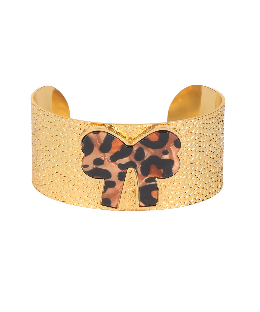 Leopard Print Bow Cuff Bracelet | Stylika