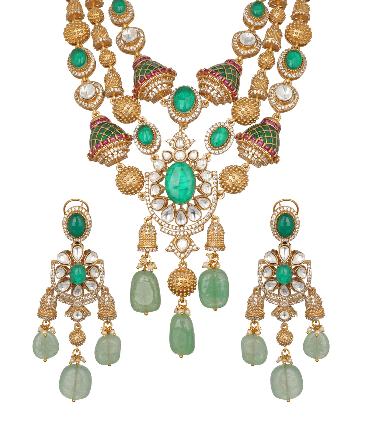 Jhumka Ratna Triple Mala Necklace | Stylika