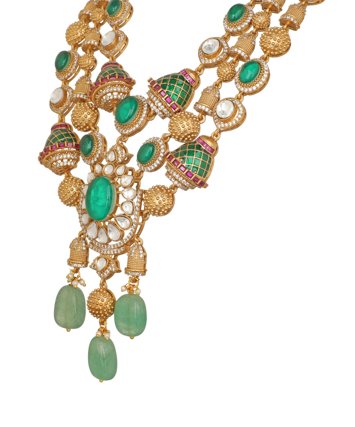 Jhumka Ratna Triple Mala Necklace | Stylika