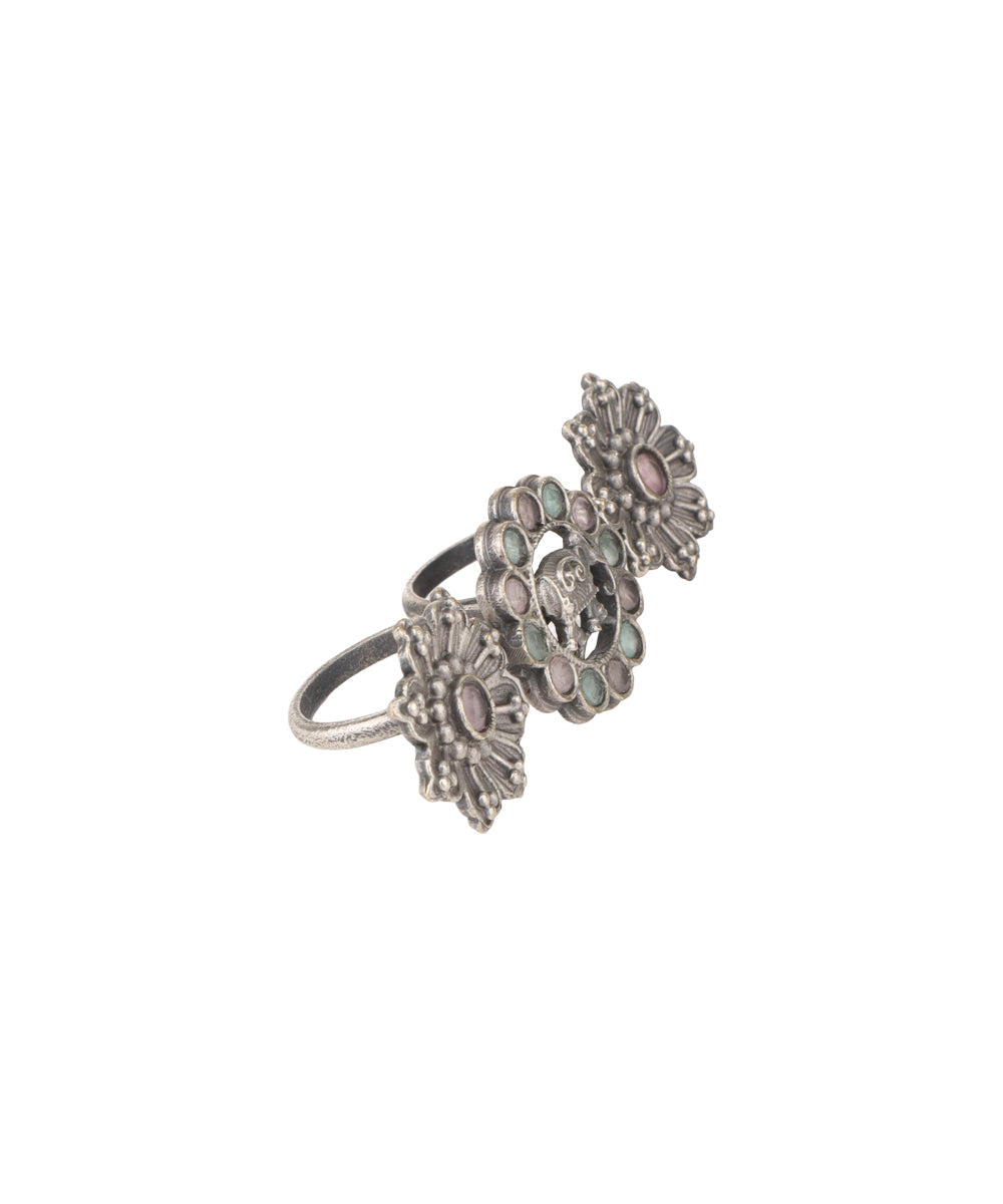 Twin Lotus Medallion Trio Ring | Stylika