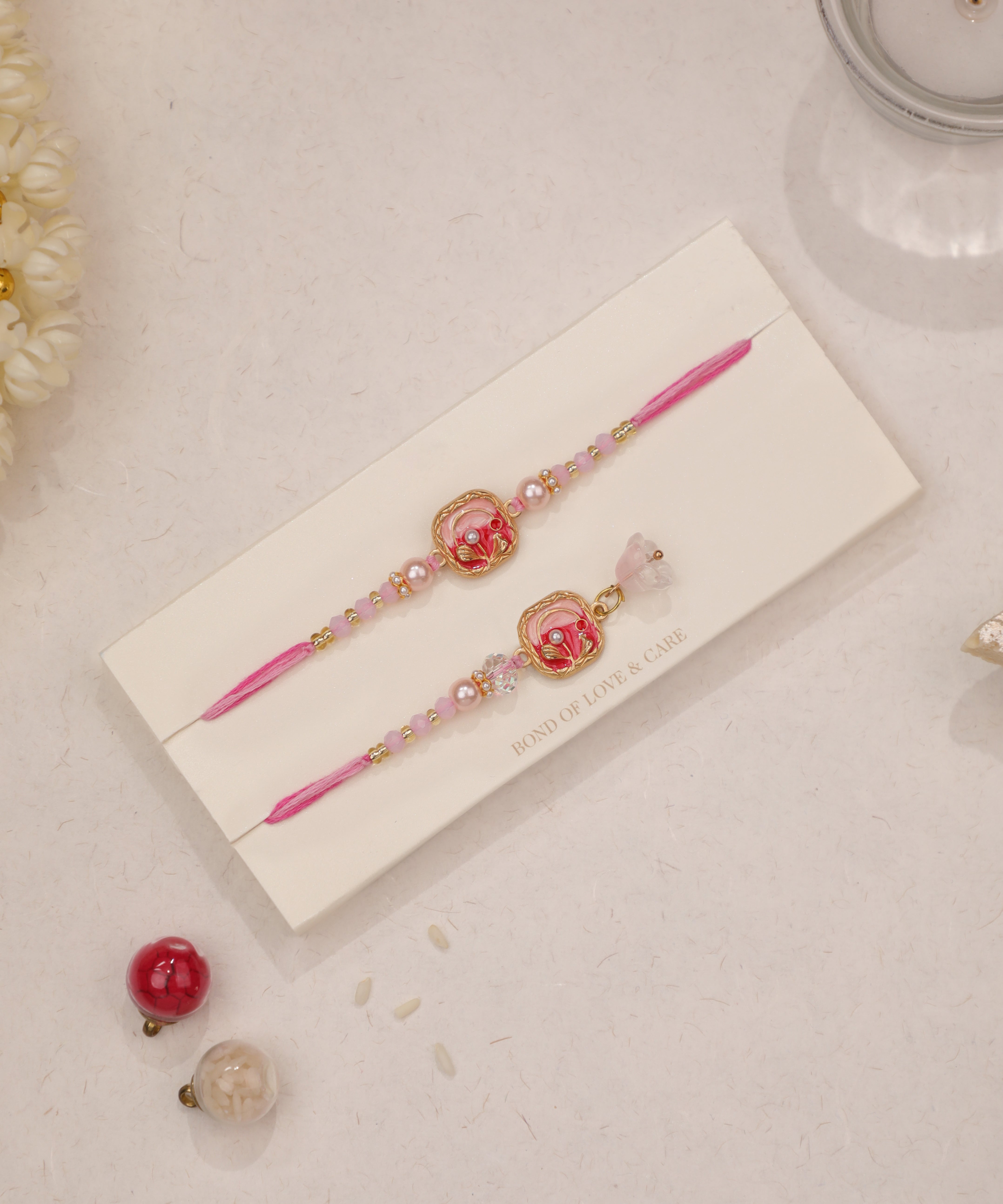 Pastel Enamel Beaded Rakhi Set | Stylika