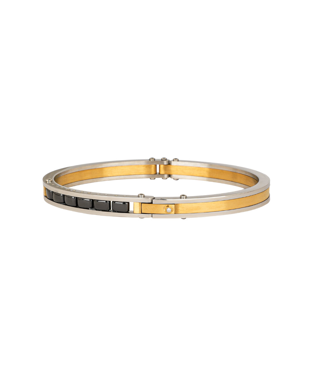 Dual Tone Hinged Men's Kada Bracelet | Stylika