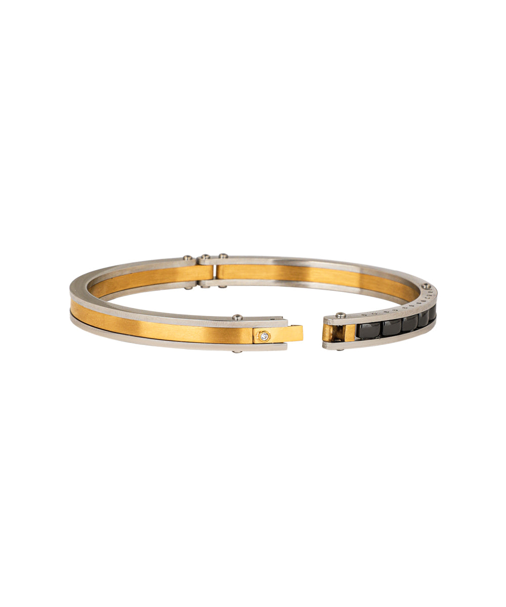 Dual Tone Hinged Men's Kada Bracelet | Stylika