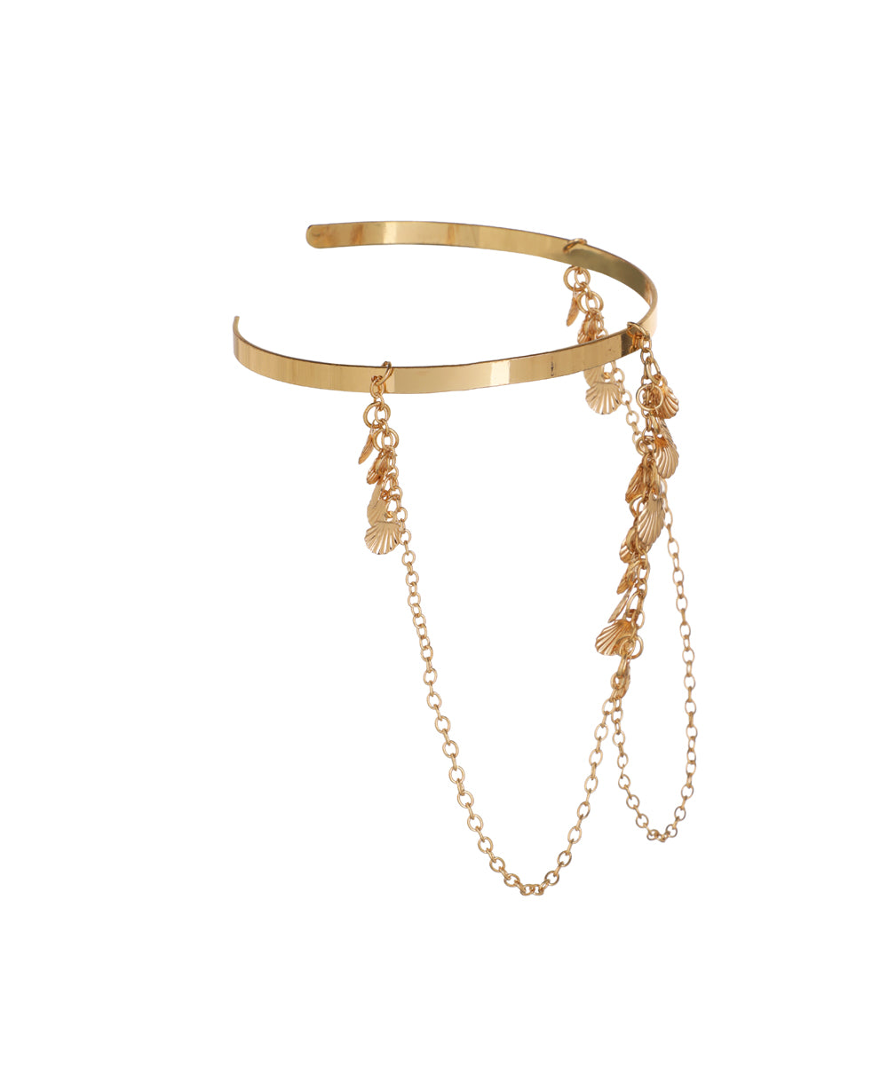 Bohemian Draped Chain Arm Cuff with Shell Charms | Stylika
