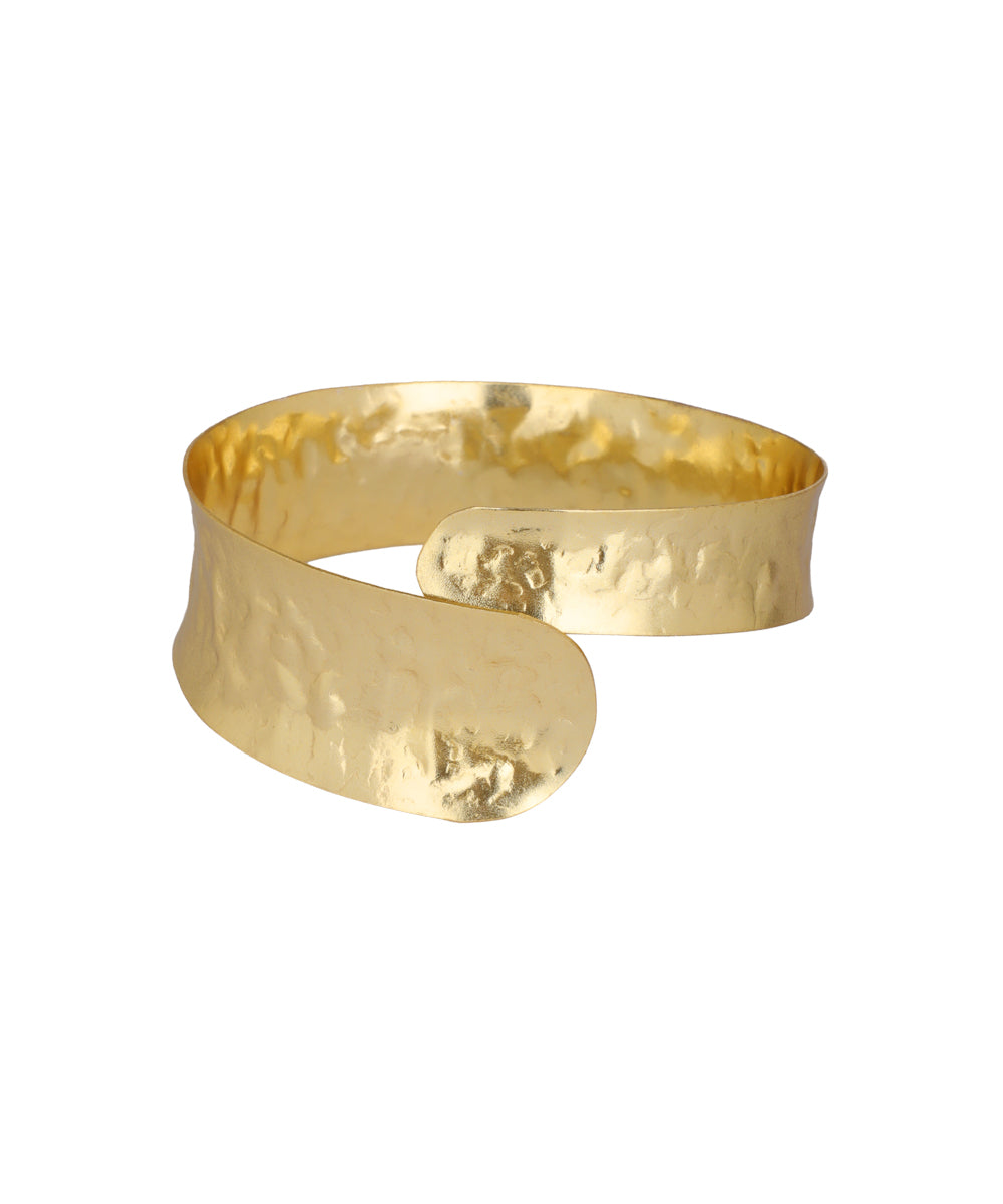 Contemporary Hammered Finish Wide Arm Cuff Accessory | Stylika
