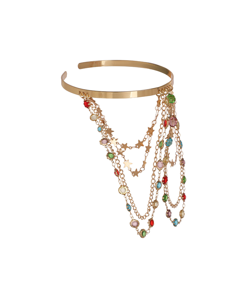 Multi-Chain Colorful Stone and Star Dangle Arm Cuff | Stylika