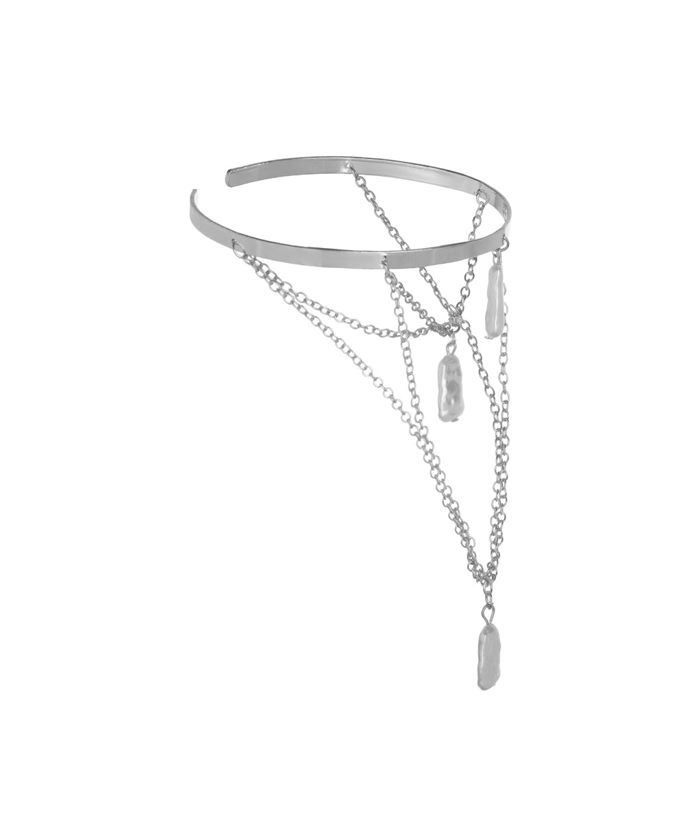 Statement Open Arm Cuff with Flowing Chains | Stylika