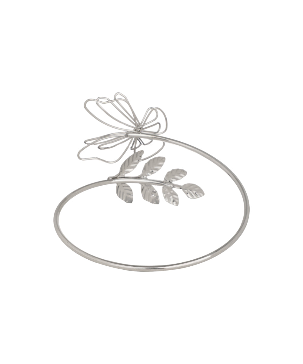 Minimalistic Butterfly and Leaf Motif Arm Cuff | Stylika