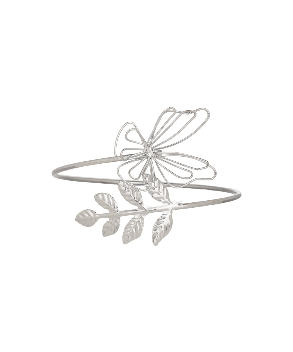 Minimalistic Butterfly and Leaf Motif Arm Cuff | Stylika