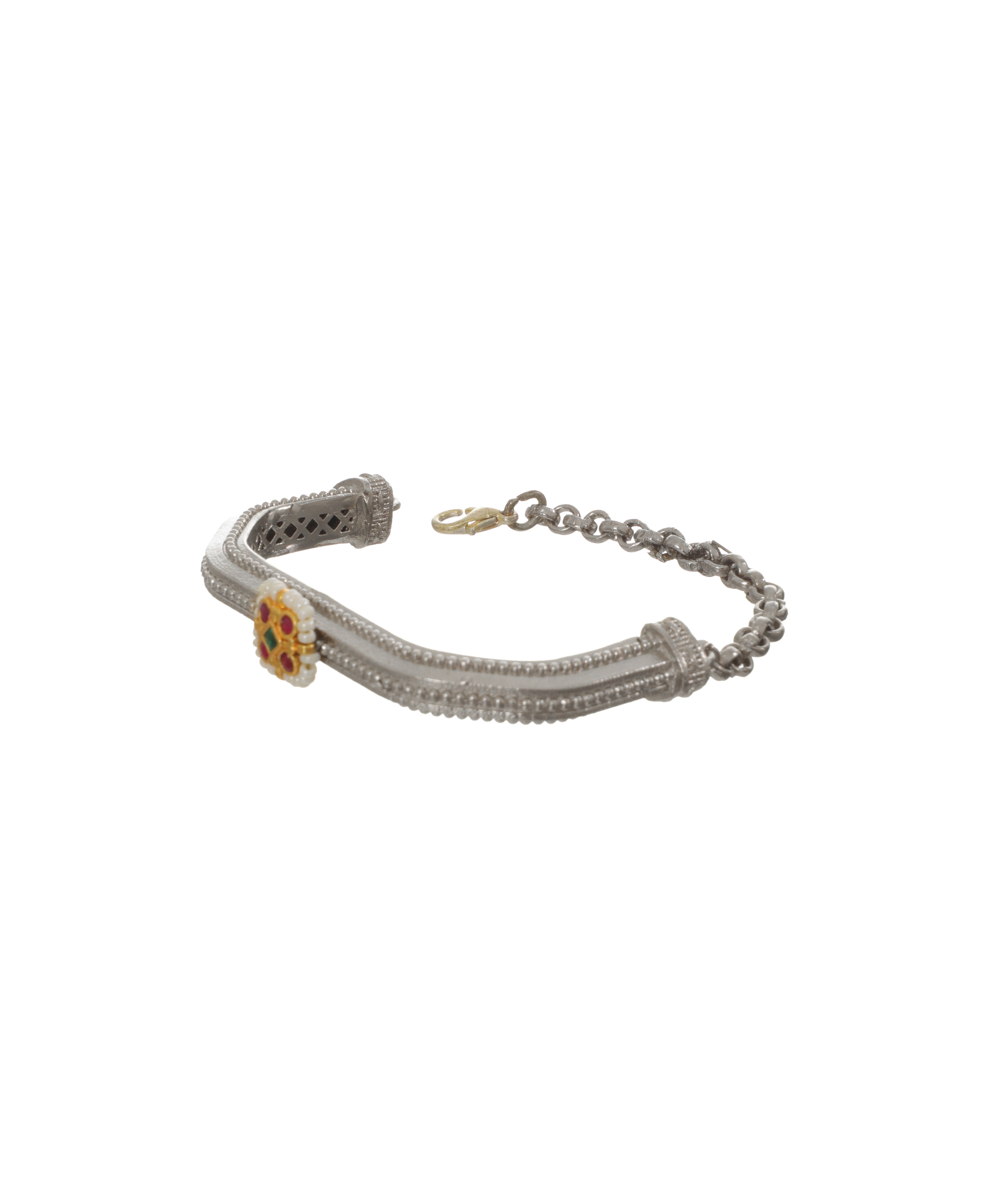 Textured Oxidised Cuff Bracelet with Central Motif | Stylika
