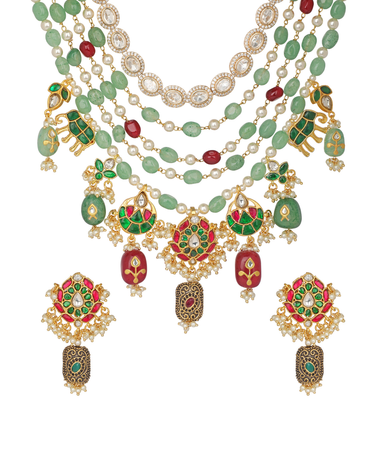Elephant Charm Rani Haar Necklace | Stylika