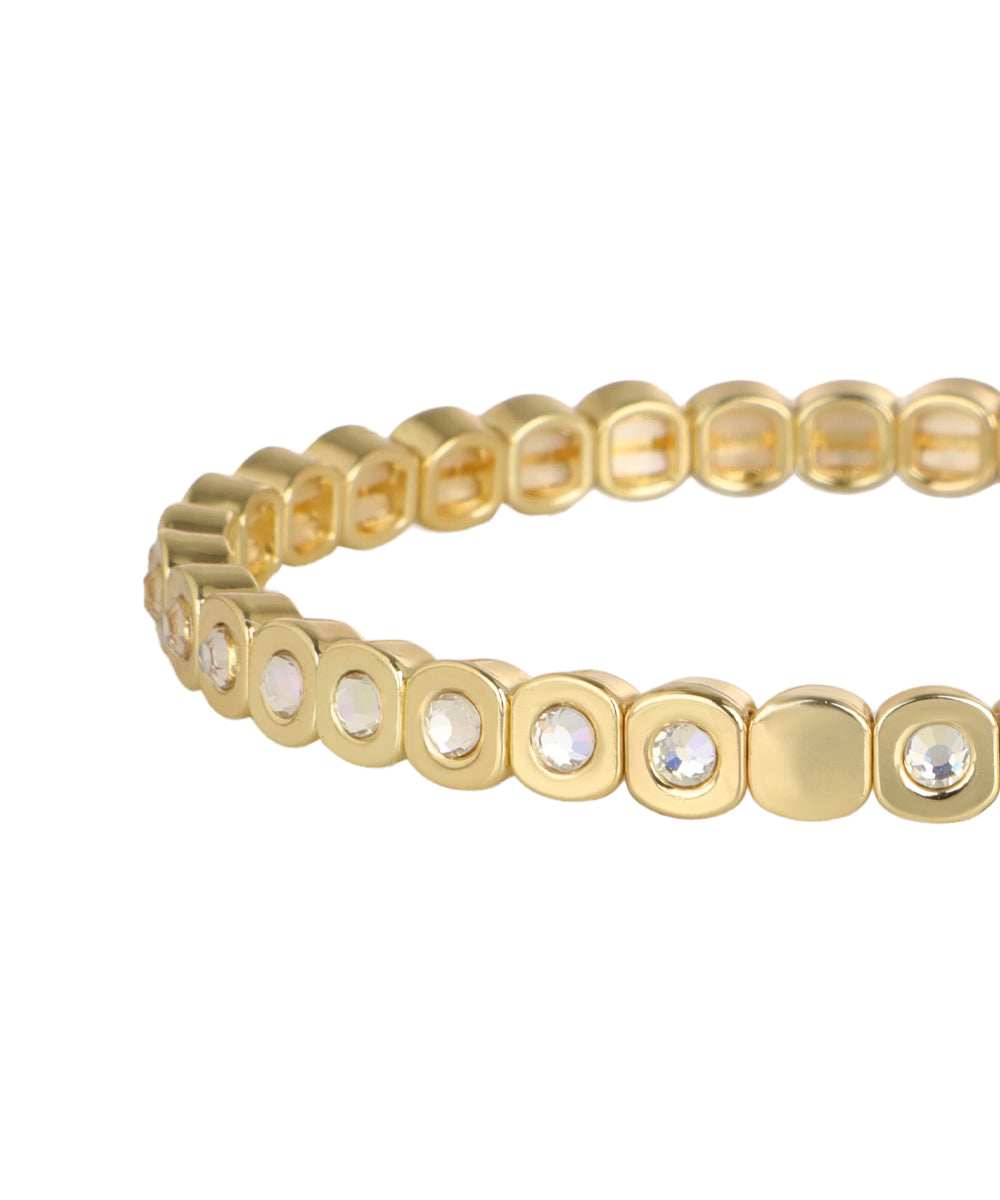 Bracelet with alternating glass crystal set squares