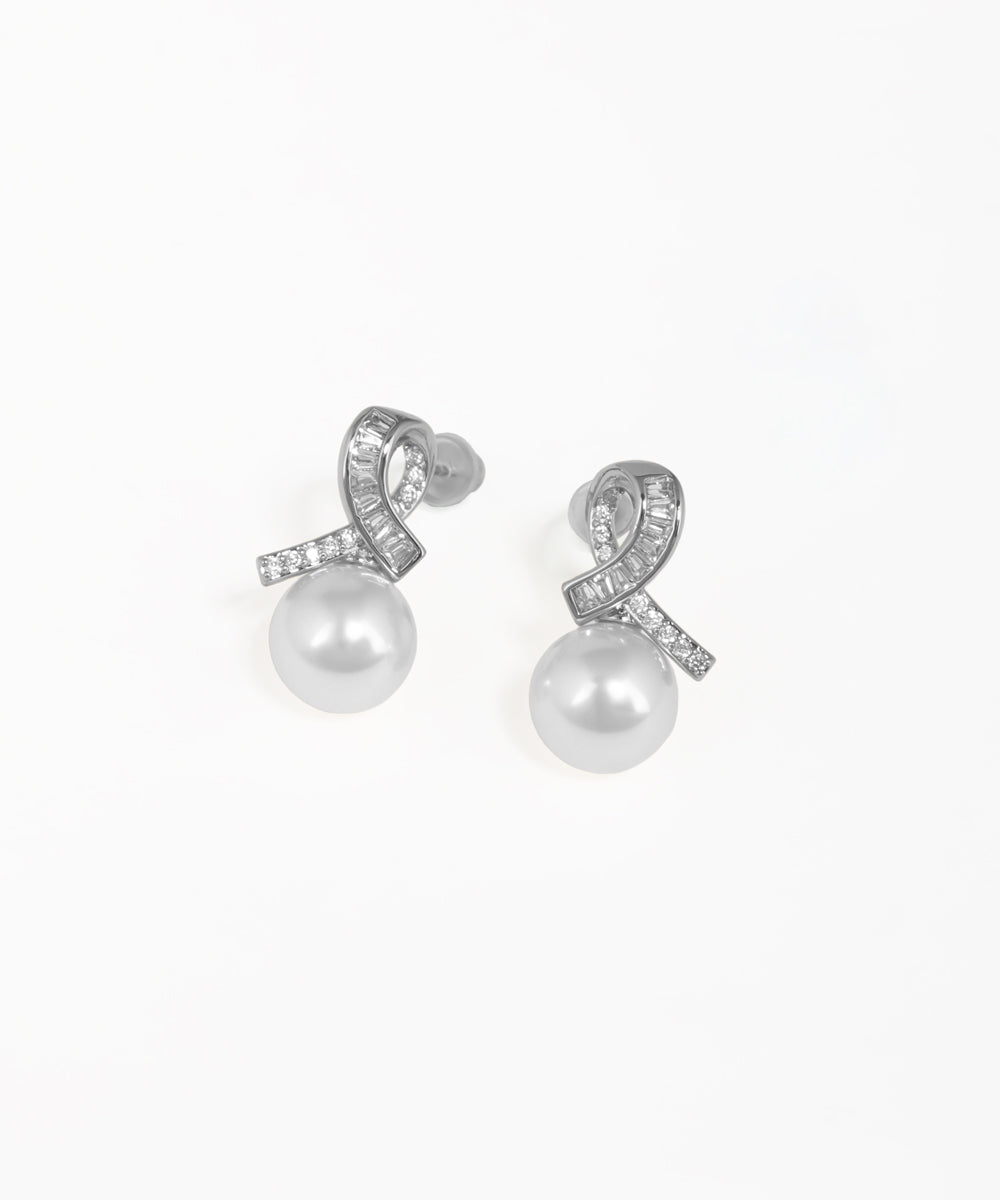 Modern knot drop earrings with sculptural silver-tone styling