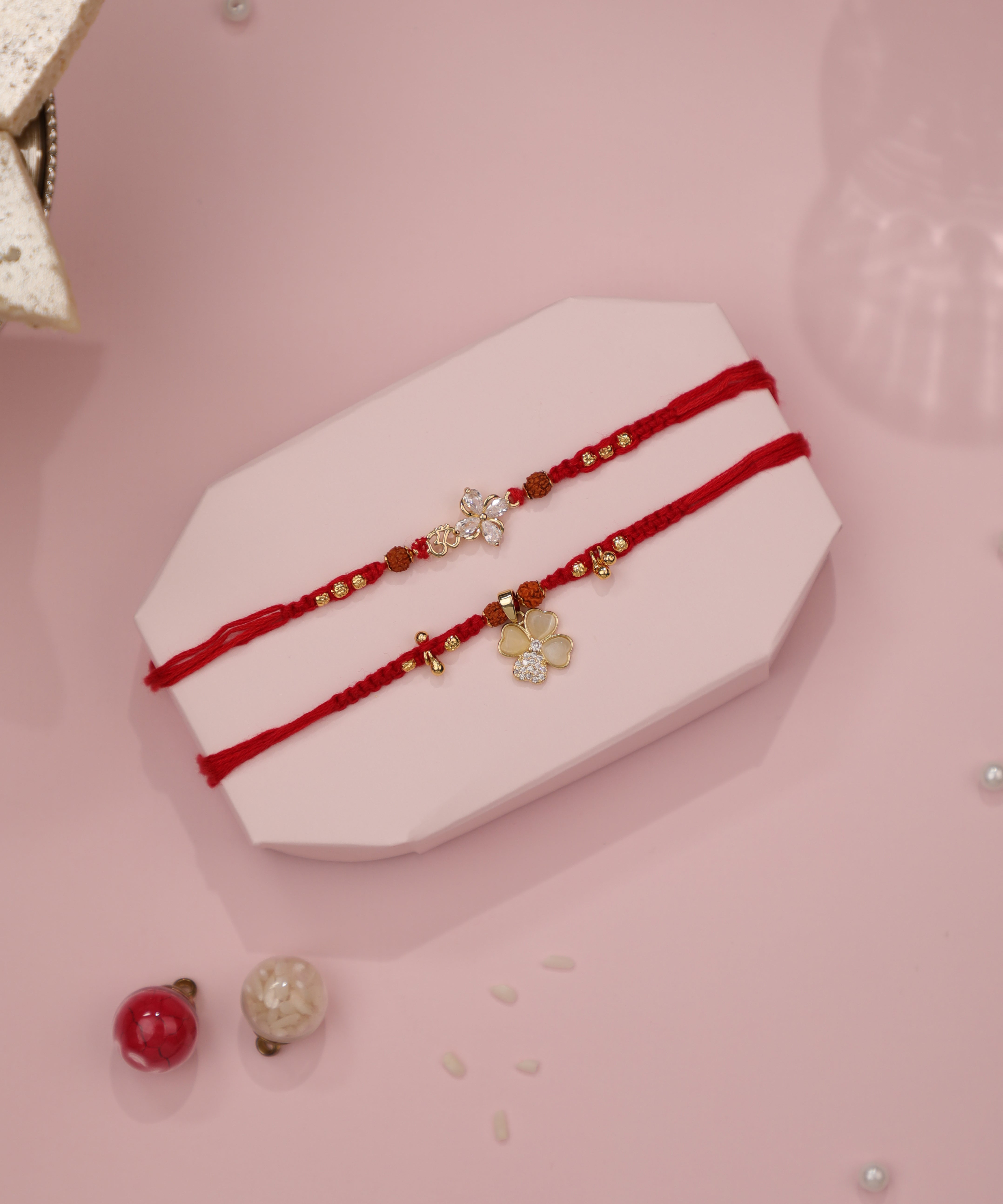 Divine Blossom Bhaiya Bhabhi Rakhi Set | Stylika
