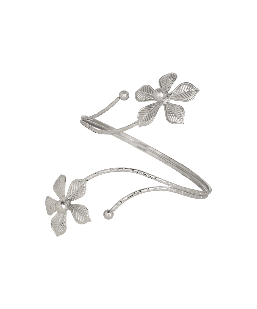 Floral Motif Open Arm Cuff | Stylika