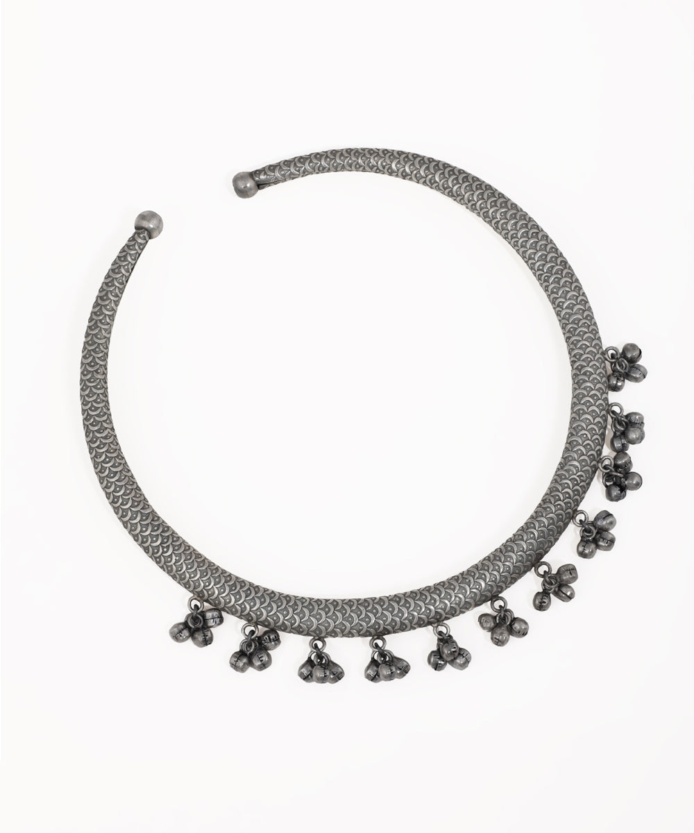 Traditional Oxidised Hasli Necklace with Dangling Clusters | Stylika