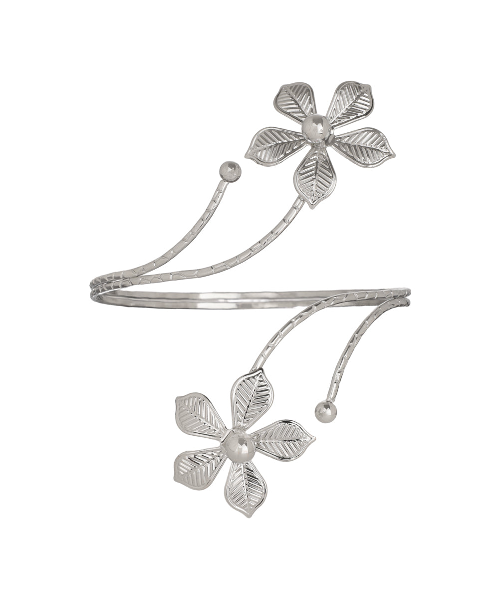 Floral Motif Open Arm Cuff | Stylika