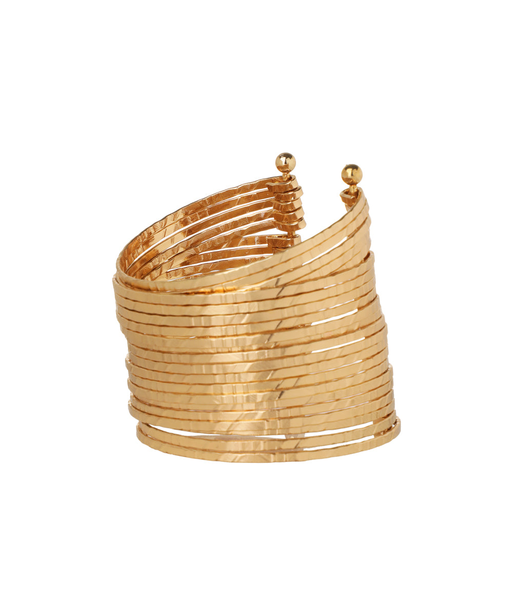 Layered Ribbed Cuff Bangle Bracelet | Stylika