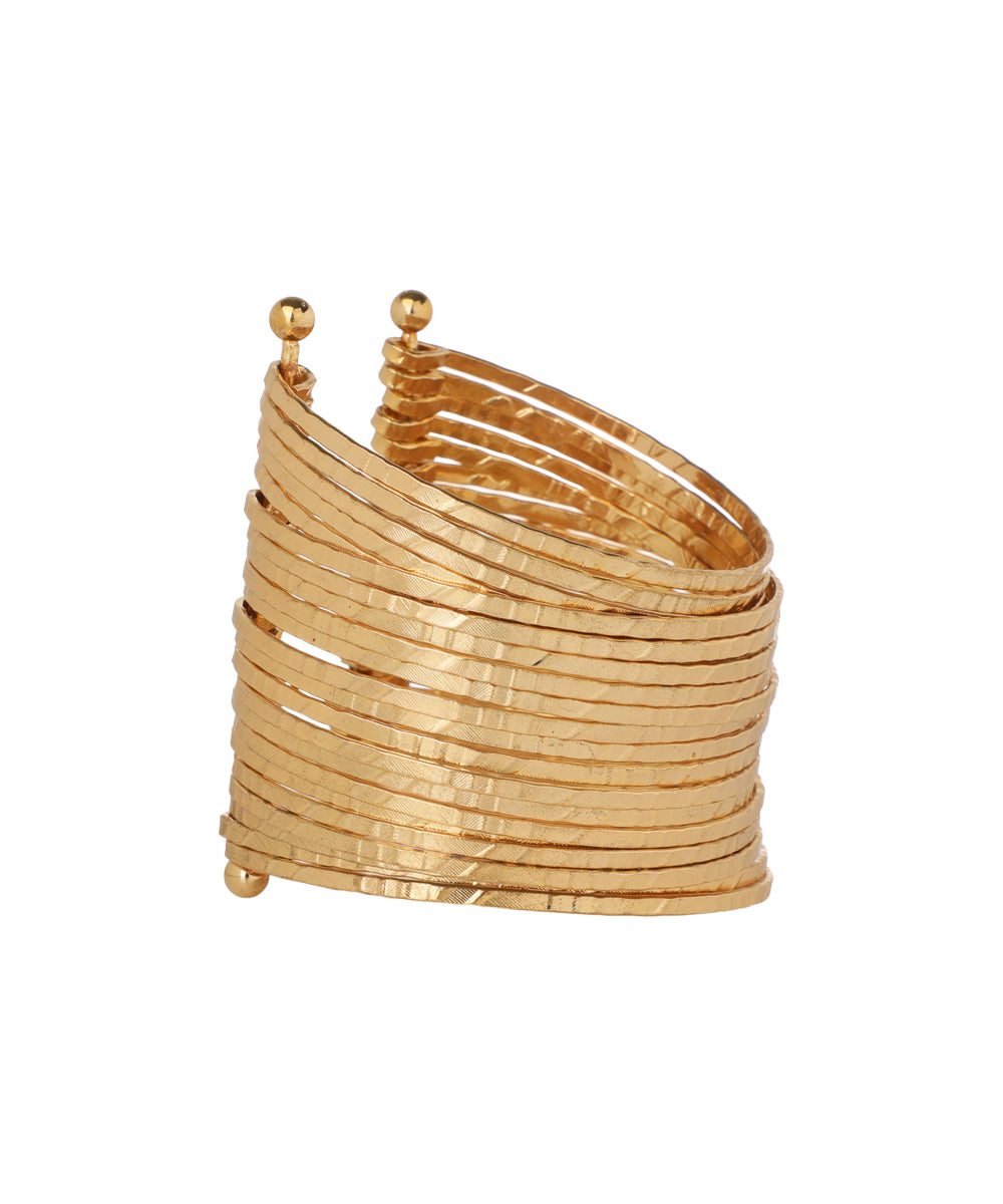 Layered Ribbed Cuff Bangle Bracelet | Stylika